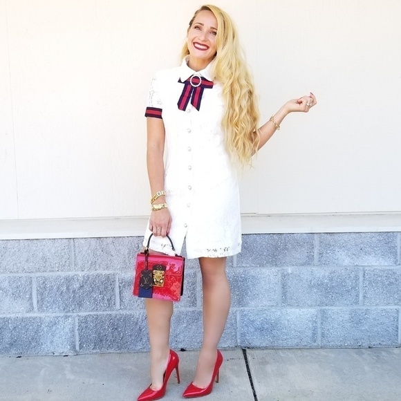 white Lace Mini Dress - Picture 2 of 5